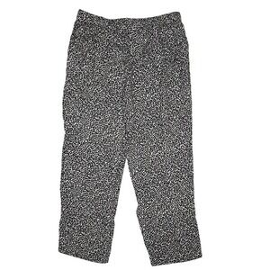 Nottibianche Womens Leopard Print Rayon Cropped Relaxed Pants Black White L